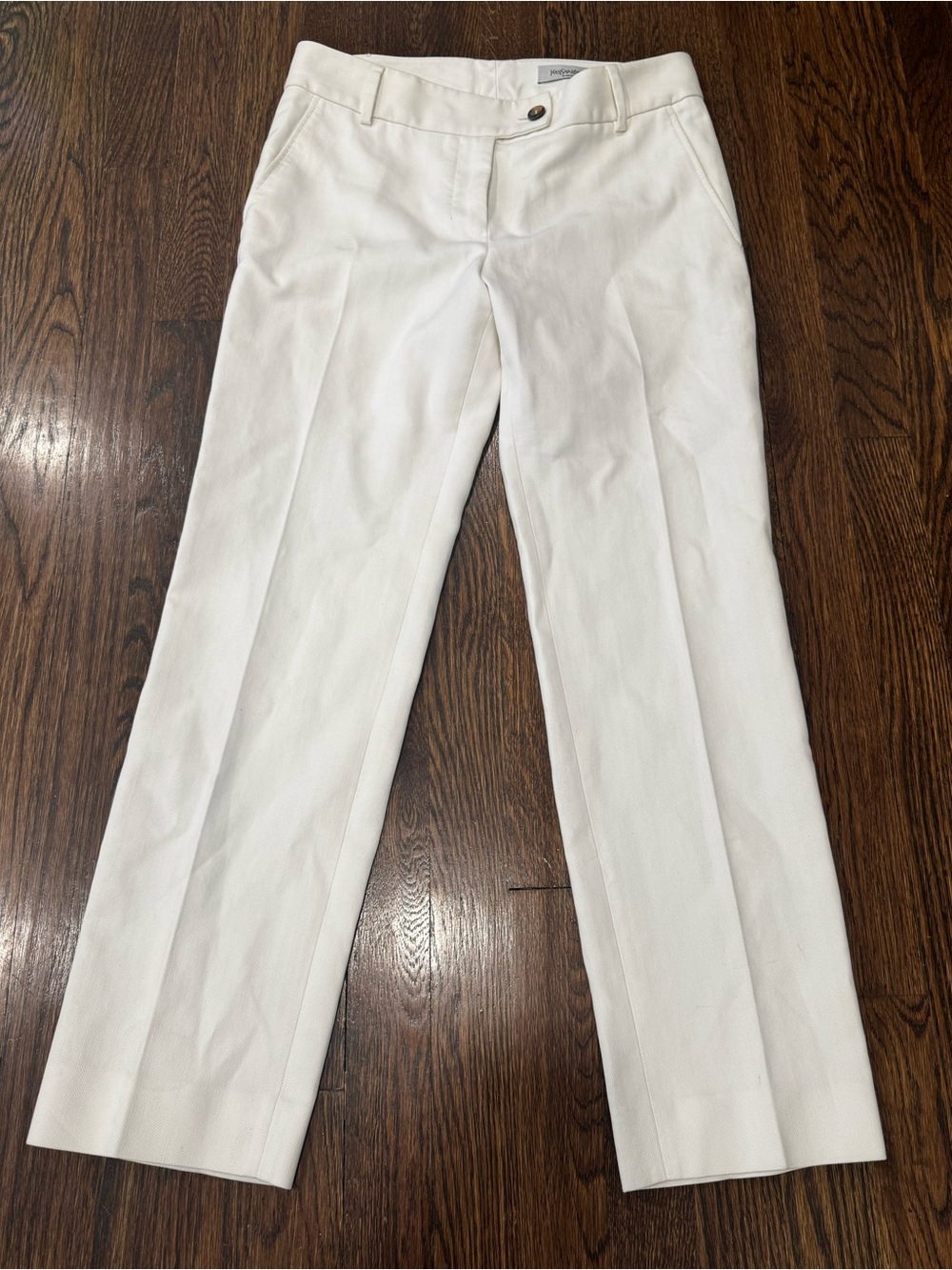 Yves Saint Laurent YSL White Grain Women's Dress Pants Trousers 38 US 6 $1490